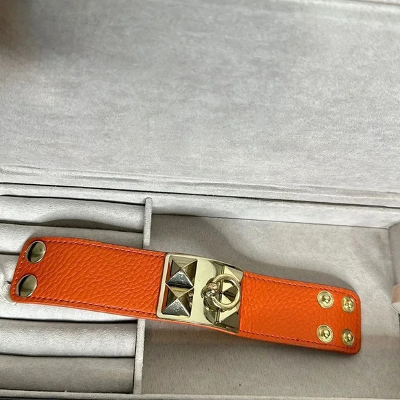 Orange Buckle Snap Faux Leather Bracelet - Picture 1 of 7
